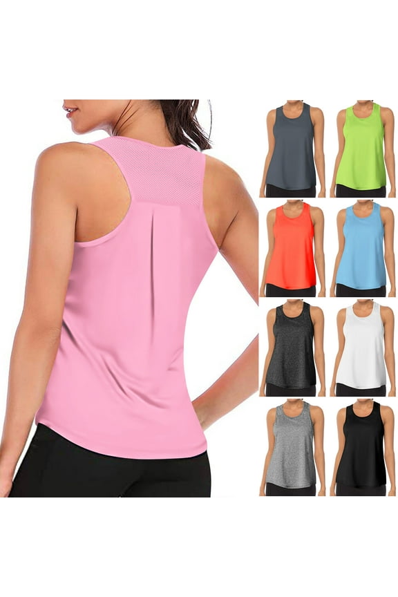 Women's Tank Tops Womens Tank Tops Loose Fit Women Workout Tops Athletic Sports Running Tank Mesh Yoga Training Solid Tops Mint Green S