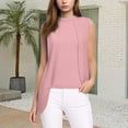 thumbnail image 1 of Women’s Tank Tops for Summer Casual Sleeveless Crew Neck Irregular Fit Slim Solid Color Tank Tops for Going Out Pink S, 1 of 5