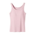 thumbnail image 1 of Women's Tank Tops with Built in Bra Crew Neck Going Out Casual Summer Base Camisole Sleeveless Tees (2XL, Pink), 1 of 7