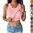 thumbnail image 1 of Women's Tank Tops with Built in Bra Good Support Loose Fit Ribbed Knit Shirts Sleeveless Soft Athletic Yoga Camisole,Pink L, 1 of 5