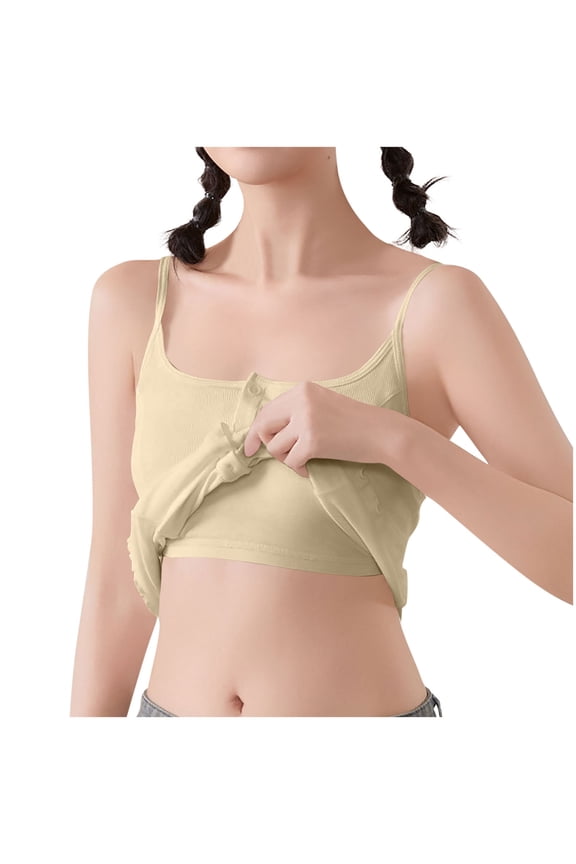 Women's Tank Tops with Built in Bra, Padded Shelf Bra Cami Sleeveless Layering Tops, Breathable Stretchy Casual Undershirt for Daily Wear