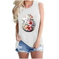 thumbnail image 1 of Women's Tank Tops with Floral Prints Graphic Easter T Shirts Loose Fit Crew Neck Casual Summer Tees Tanks (L, White), 1 of 4