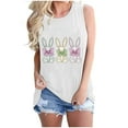thumbnail image 1 of Women's Tank Tops with Floral Prints Graphic Easter T Shirts Loose Fit Crew Neck Casual Summer Tees Tanks (M, White 01), 1 of 4