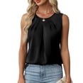 thumbnail image 1 of Women's Tank Tops with Satin Pleated Detail and Stylish Round Neck for Casual Wear, 1 of 6