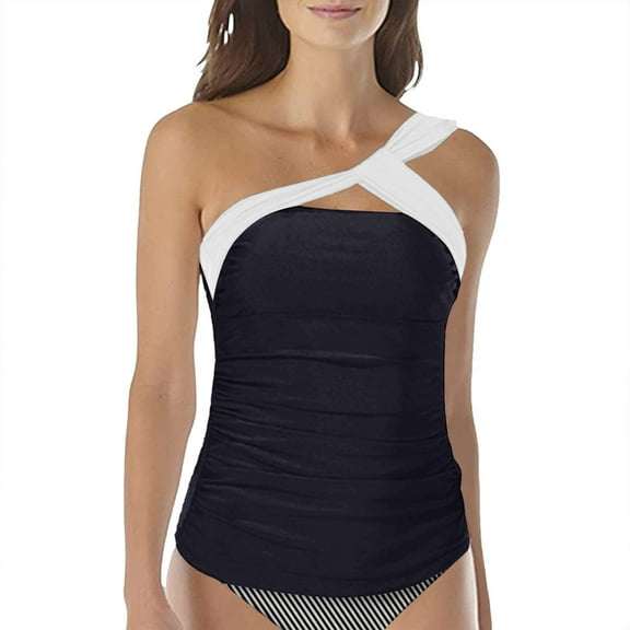 Women's Tankini Bathing Suit Top Ruched Design, Removable Push up Padded Bra Nylon & Spandex Material, Multiple Sizes (S XL) No Bottom Included