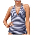 thumbnail image 1 of Women's Tankini Swim TopsWomen's Tankini Top No Bottom V Neck Swim Top Bathing Suit Top Female Womens Bikini & Tankini Tops(Blue,S), 1 of 5