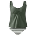 thumbnail image 1 of Women's Tankini Swimsuit Scoop Neck Floral Print Ruffled Top with Boyshorts Tummy Control High Waisted Ruched Soft Stretch Beach Bathing Suit, 1 of 4