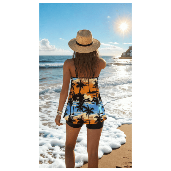 Women's Tankini Swimsuit Swimdress Two Piece Bathing Suit with Shorts Leopard Print Swimwear Flattering Fit Quick Dry Beach Pool Summer