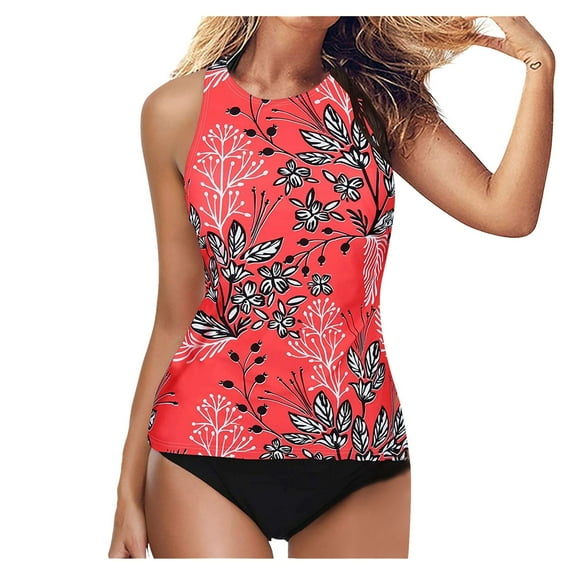 Women's Tankini Top Only Tummy Control Bathing Suits Top Modest Swim Tank Tops