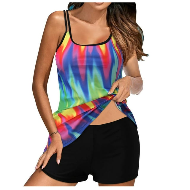 Women's Tankini Top Plus Size Swim Top Tummy Control Bathing Suit Top