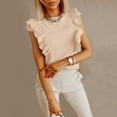 thumbnail image 1 of Women's Tanks Casual Racerback O-Neck Ruffle Sleeveless Tops for Summer Loose Blouse Tank Women’s Wardrobe Khaki XL, 1 of 5