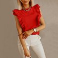 thumbnail image 1 of Women's Tanks Casual Racerback O-Neck Ruffle Sleeveless Tops for Summer Loose Blouse Tank Women’s Wardrobe Red XL, 1 of 5