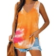 thumbnail image 1 of Women's Tennis Tanks Casual Tie Dye V-Neck Sleeveless Tank Top Blouse for Everyday Wear Yellow M, 1 of 5