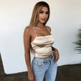 thumbnail image 1 of Women's Tennis Tanks Lace Slim Crop Backless Club Top Imitated Up Fit Silk Blouse for Party Yellow XL, 1 of 7