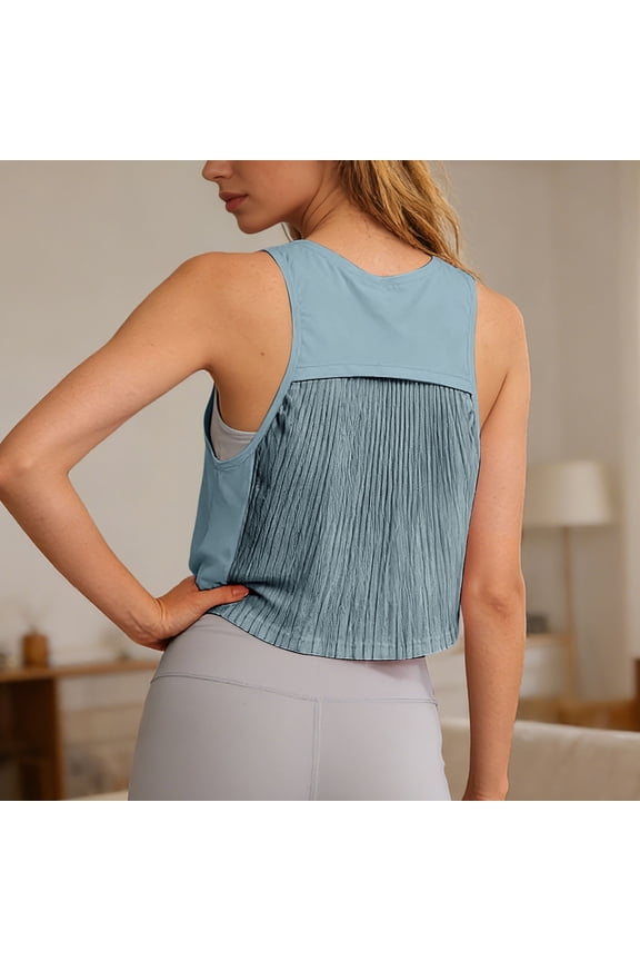 Women's Tanks Lightweight Yoga Cover Up Sleeveless Top for Everyday Workouts and Casual Wear Light Blue M