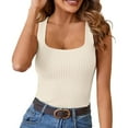 thumbnail image 1 of Women's Tanks Modern Ribbed Tank Tops for Summer Slim Fit Sleeveless Knit Casual Basic Tops for Daily Wear White XL, 1 of 5
