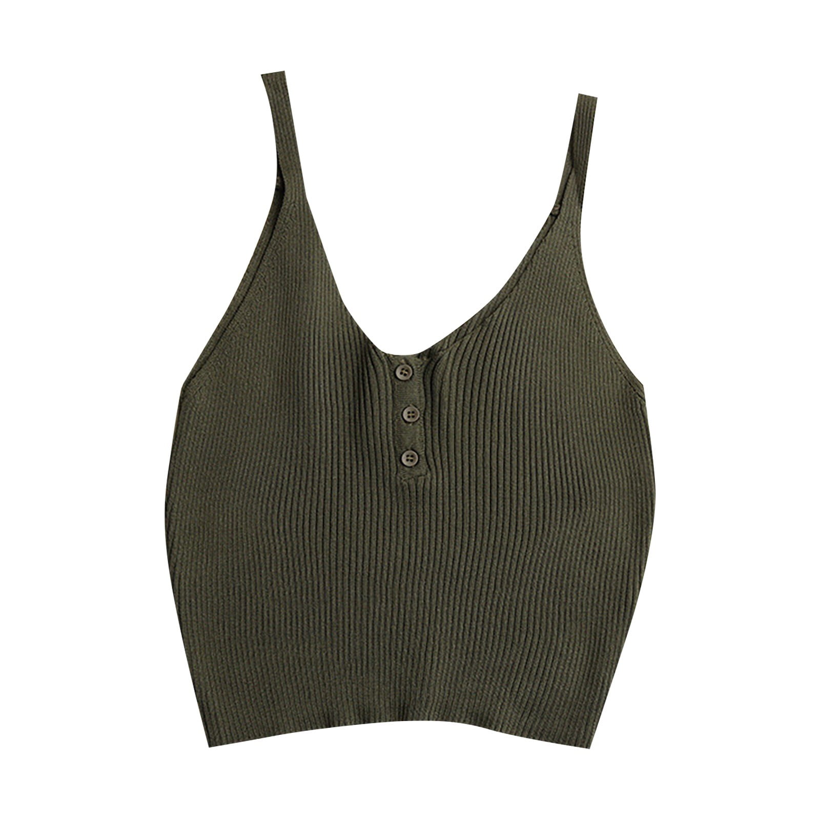 Women's Tanks Personality Design Short Crop Top Solid Color Suspender