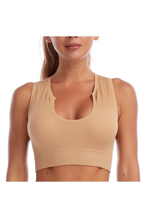 Women's Tanks Top Deep V Sleeveless Camis Comfort Workout Fitness Yoga Bra (Skin, S)