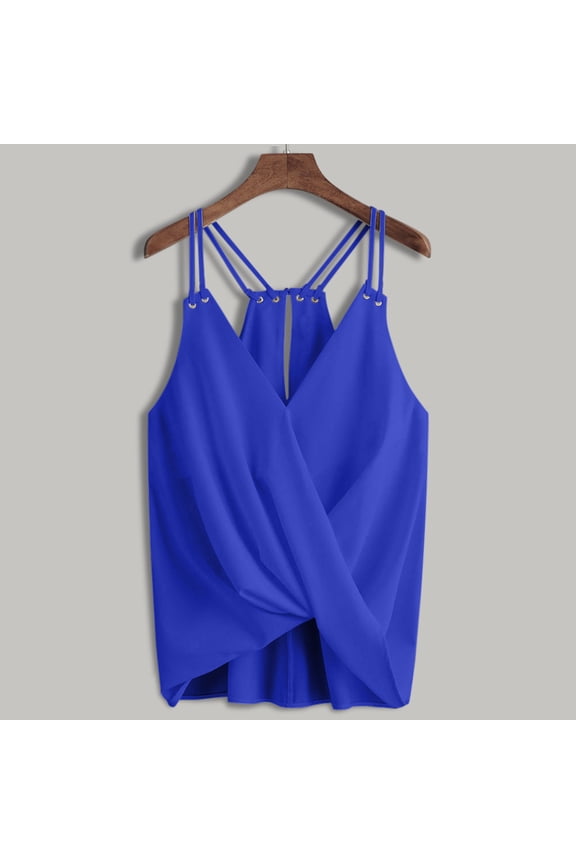 Women's Tanks Vest Casual Crop Top Tank Shirt Sleeveless Blouse Women Top Blouse for Everyday Style Blue XXL