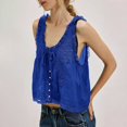 thumbnail image 1 of Women's Tanks Women Sleeveless Lace Tank Tops Vacation Front Tie Mesh Chiffon Tops,Blue Women's Tanks & Camis M, 1 of 4