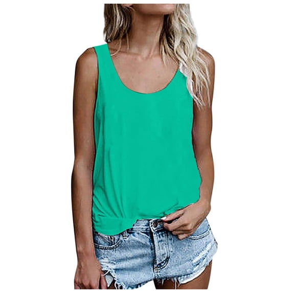 Women's Tennis Tanks Women Sleeveless Summer Casual Tops O-Neck Solid Color Loose Fit Blouse Sleeveless Tunic Tank Top Mint Green XL