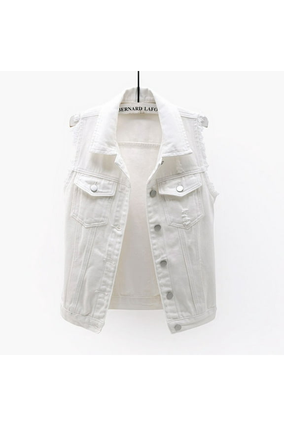 Women's Tanks Women's Loose Solid Denim Sleeveless Vest Jacket Cami Tops for Women White XXL