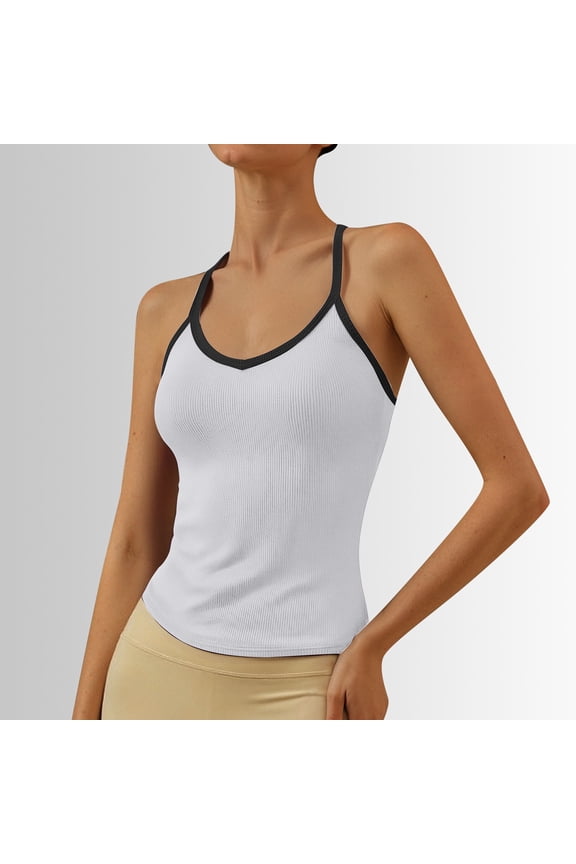 Women's Tennis Tanks Womens Tank Tops Summer V Neck Workout Racerback Yoga Gym Tank Tops White M