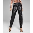 thumbnail image 1 of Women's Tapered Faux-Leather Utility Pants Black 12, 1 of 1