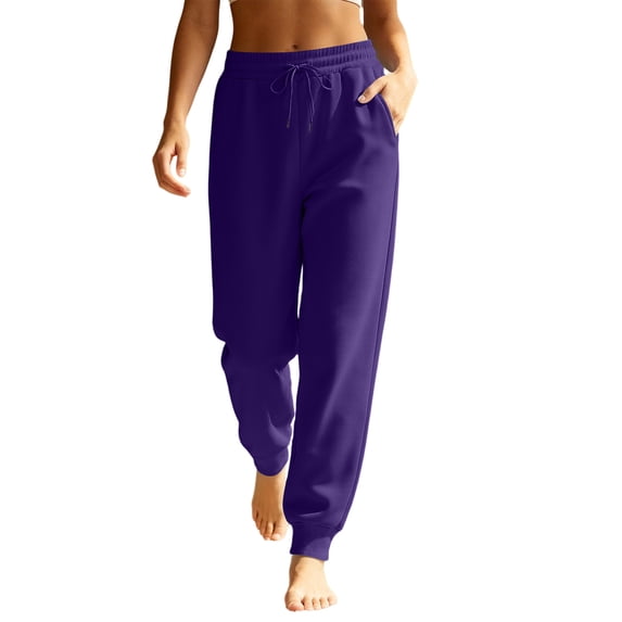Women's Tapered Joggers with Pockets High Waist Elastic Drawstring Sweatpants, Ribbed Ankle Cuffs Casual Pants,3XL