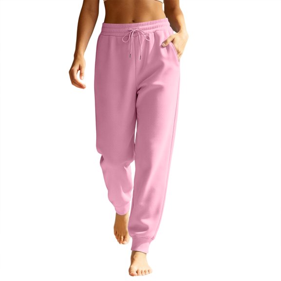 Women's Tapered Joggers with Pockets High Waist Elastic Drawstring Sweatpants, Ribbed Ankle Cuffs Casual Pants,3XL