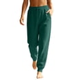 thumbnail image 1 of Women's Tapered Joggers with Pockets High Waist Elastic Drawstring Sweatpants, Ribbed Ankle Cuffs Casual Pants,L, 1 of 7