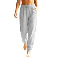 thumbnail image 1 of Women's Tapered Joggers with Pockets High Waist Elastic Drawstring Sweatpants, Ribbed Ankle Cuffs Casual Pants,XL, 1 of 7