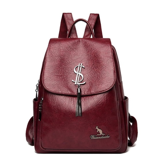 Women's Tassel Soft Leather Backpack Large Capacity Backpack