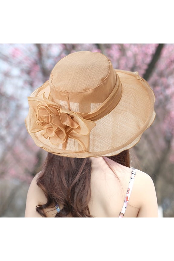 Women’s Tea Party Hat | Elegant Faux Linen Wide Brim Sun Hat for Women | Garden Party, Derby, Wedding Accessory | Lightweight, Breathable, Stylish | Multiple Colors | 18.9"x18.9"