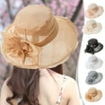thumbnail image 1 of Women鈥檚 Tea Party Hat | Elegant Wide Brim Faux Linen Sun Hat for Garden Parties, Weddings, Races | Lightweight Breathable Ladies Accessory | Classic Style | 48x48x10cm | 1 Pack, 1 of 6
