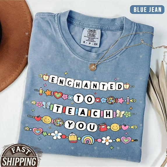 Women’s Teacher Graphic T-Shirt – “Enchanted to Teach” Comfort Colors Cotton Tee, Back to School Appreciation Gift