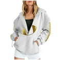 thumbnail image 1 of Women's Team Spirit Zip-Up Hoodie – Fleece-Lined with Drawstring, Ideal for Game Day & Cold Weather,White#2 XL, 1 of 4