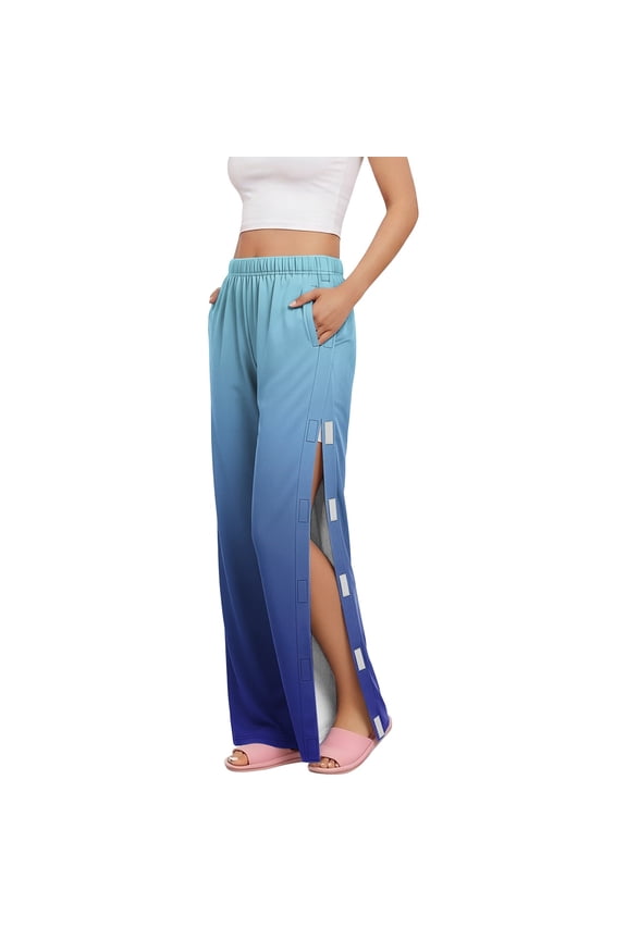 Women's Tear Away Capri Pants Hip Knee Ankle Replacement Pants Magic Tape Wide Leg Loose Trousers,L