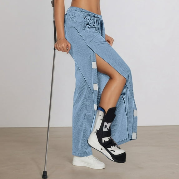 Women's Tear Away Pants, Adaptive Breakaway Sweatpants with Pockets, Post Surgery Recovery Pants, Easy Access Lounge Pants, Hip Knee Leg Surgery Pants Grey M