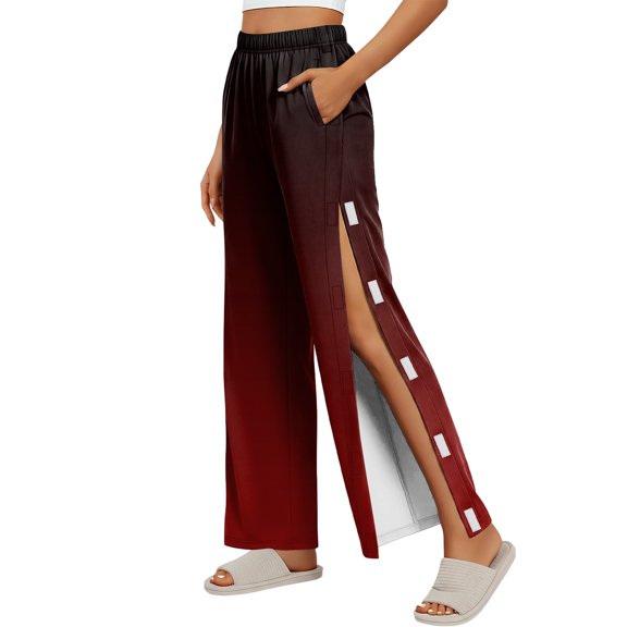 Women's Tear Away Pants Side Split Snap Open Bottom Sweatpants Leg Breakaway Post Surgery Pants with Pockets
