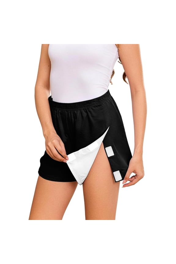 Women's Tear Away Shorts Side Split Open Faux Cotton Leg Breakaway Post Bottoms,L