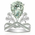 thumbnail image 1 of Women's Teardrop Wedding Ring, Pear Cut Cluster Diamond Engagement Ring, Crown Style Diamond Ring, Criss Cross Split Shank Diamond Ring, 925 Sterling Silver, 2.5 Ct Simulated Diamond, 1 of 4
