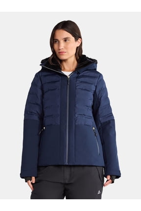 Women's and Women's Plus Quilted Mixed Media Ski Snowboard Jacket, Sizes XS-3X