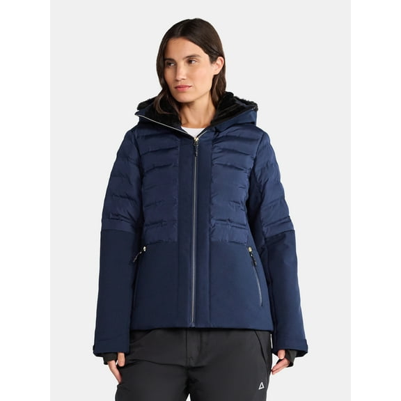 Tec-One Women's and Women's Plus Quilted Mixed Media Ski Snowboard Jacket, Sizes XS-3X