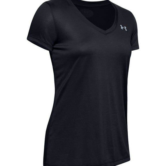 Women's Tech Short Sleeve Solid T-Shirt, Black/Metallic Silver, Small
