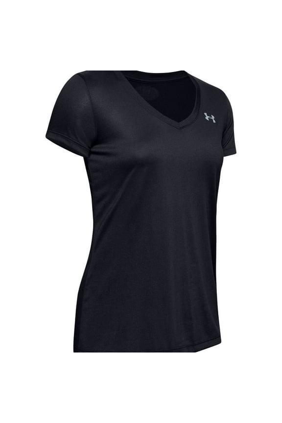 Women's Tech Short Sleeve Solid T-Shirt, Black/Metallic Silver, Small
