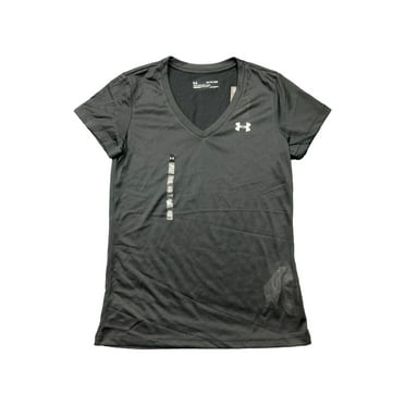 Women's Tech Short Sleeve Solid T-Shirt, Black/Metallic Silver, X-Small ...