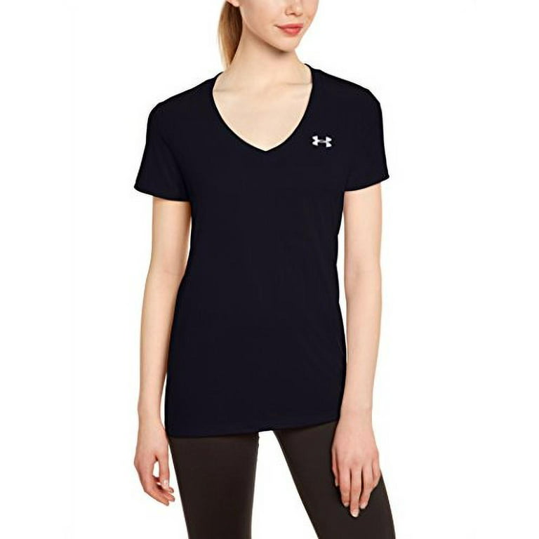 Women's Tech Short Sleeve Solid T-Shirt, Black/Metallic Silver, X