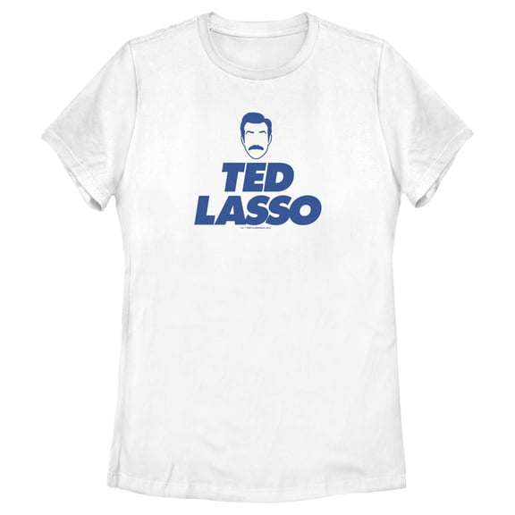 Women's Ted Lasso Silhouette Outline Face Logo  Graphic Tee White 2X Large
