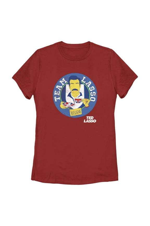 Women's Ted Lasso Team Believe Graphic Tee Red Large
